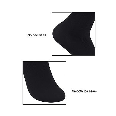 Women Elastic Selvedge Cuffs Sheer Nylon Crew Socks 2 Pairs