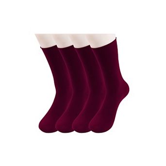 Women Elastic Selvedge Cuffs Sheer Nylon Crew Socks 2 Pairs