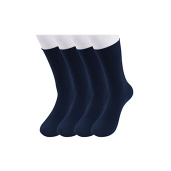 Women Elastic Selvedge Cuffs Sheer Nylon Crew Socks 2 Pairs