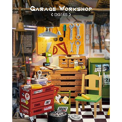 Rolife Garage Workshop, Build 1/20 Mini House Kit with LED Craft Kits