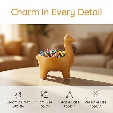 Alpaca Decorative Bowl Ceramic Llama Jewelry Dish and Key Holder for Entryway