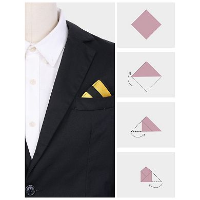 Men's Stripe Pocket Handkerchief Twill Textured Pocket Squares for Suits Formal