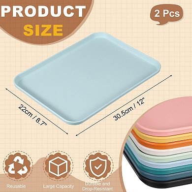 2PCS Fast Food Serving Trays, Rectangular Reusable Restaurant Serving Trays