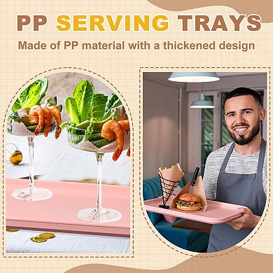2PCS Fast Food Serving Trays, Rectangular Reusable Restaurant Serving Trays