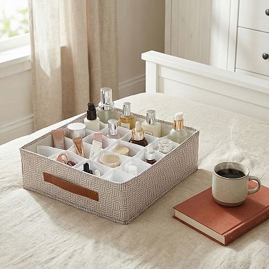 Compartmental Storage Box, Fabric Storage Bin for Closet, Collapsible Storage Basket for Clothes