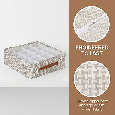 Compartmental Storage Box, Fabric Storage Bin for Closet, Collapsible Storage Basket for Clothes