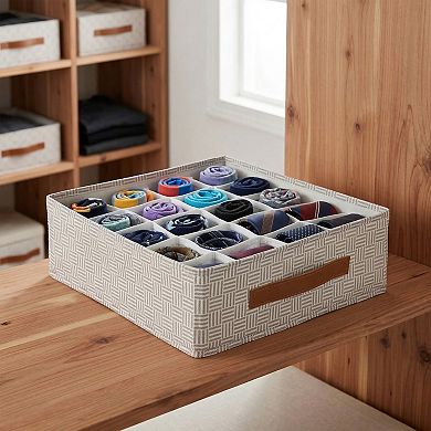 Compartmental Storage Box, Fabric Storage Bin for Closet, Collapsible Storage Basket for Clothes