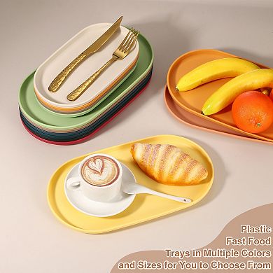 2PCS Fast Food Serving Trays, Oval Reusable Restaurant Serving Trays