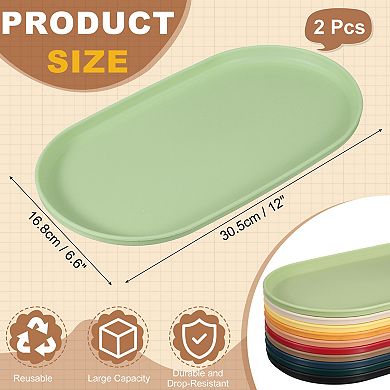 2PCS Fast Food Serving Trays, Oval Reusable Restaurant Serving Trays