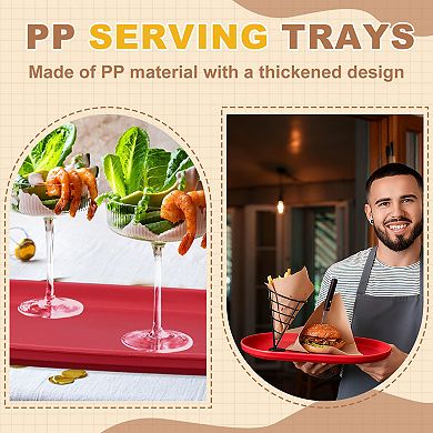 2PCS Fast Food Serving Trays, Oval Reusable Restaurant Serving Trays