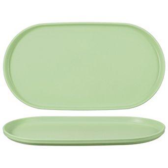 2 pc Fast Food Serving Trays, Oval Reusable Restaurant Serving Trays