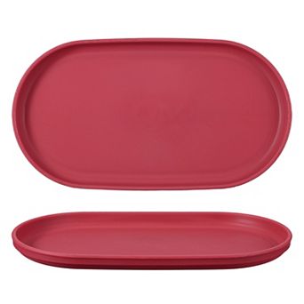 2 pc Fast Food Serving Trays, Oval Reusable Restaurant Serving Trays