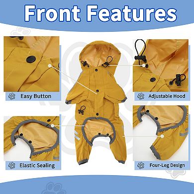 1Pc Dog Raincoat, Waterproof Dog Jacket with Hood