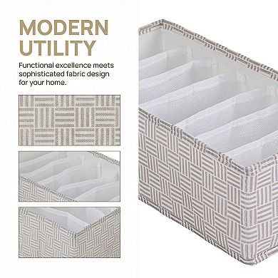 Compartmental Storage Box Fabric Storage Bin for Closet Collapsible Storage Basket for Clothes 7Grid