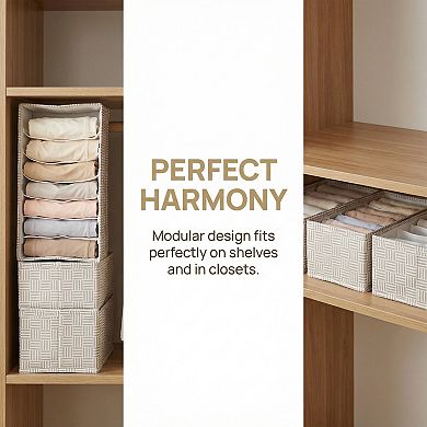 Compartmental Storage Box Fabric Storage Bin for Closet Collapsible Storage Basket for Clothes 7Grid