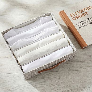 Compartmental Storage Box Fabric Storage Bin for Closet Collapsible Storage Basket for Clothes 6Grid