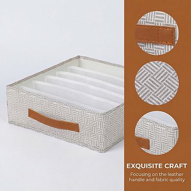 Compartmental Storage Box Fabric Storage Bin for Closet Collapsible Storage Basket for Clothes 6Grid