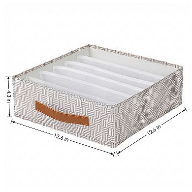 Compartmental Storage Box Fabric Storage Bin for Closet Collapsible Storage Basket for Clothes 6Grid