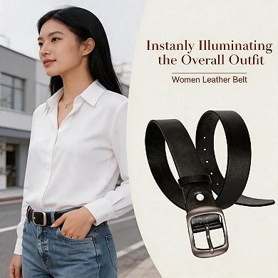 Women Leather Waist Belt Elegant Buckle For Jeans Dresses