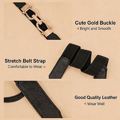 4Pcs Retro Stretch Skinny Belt Gold Buckle for Women