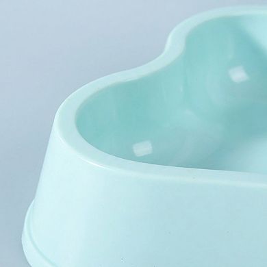 Plastic Bone Shaped Double Pet Bowl for Food and Water