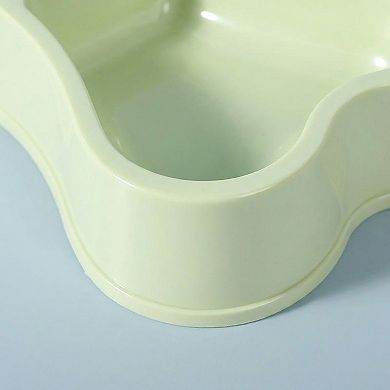Plastic Bone Shaped Double Pet Bowl for Food and Water