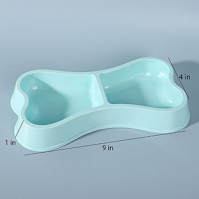 Plastic Bone Shaped Double Pet Bowl for Food and Water
