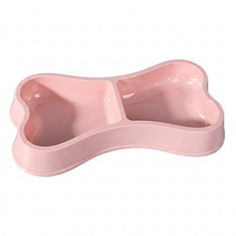 Plastic Bone Shaped Double Pet Bowl for Food and Water