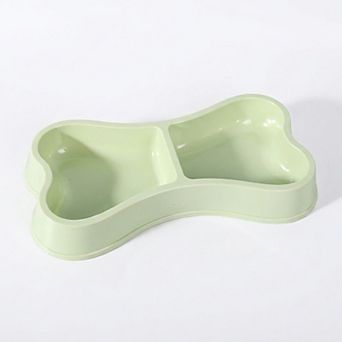 Plastic Bone Shaped Double Pet Bowl for Food and Water