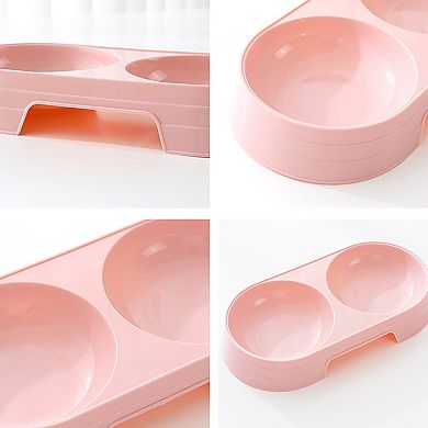 Plastic Double Pet Bowl with Raised Base for Food and Water
