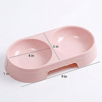 Plastic Double Pet Bowl with Raised Base for Food and Water
