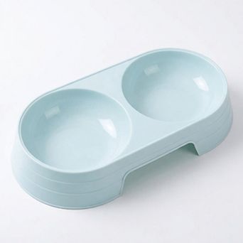 Plastic Double Pet Bowl with Raised Base for Food and Water