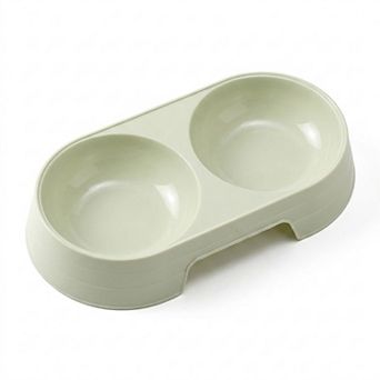 Plastic Double Pet Bowl with Raised Base for Food and Water