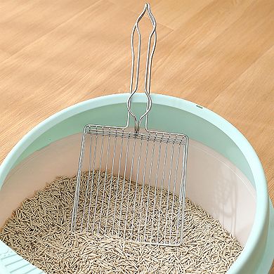 Stainless Steel Cat Litter Scoop - Heavy Duty Metal Sifter with Deep Shovel