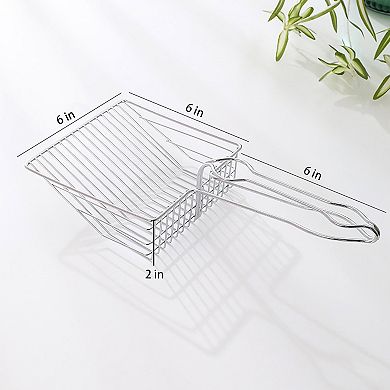 Stainless Steel Cat Litter Scoop - Heavy Duty Metal Sifter with Deep Shovel