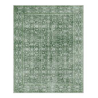 Vintage Floral Area Rug For Living Room, Washable Flower Printed Rugs for Bedroom Dining Room