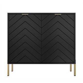 2-Door Accent Cabinet Storage Cabinet with Adjustable Shelf Modern Sideboard with Gold Legs