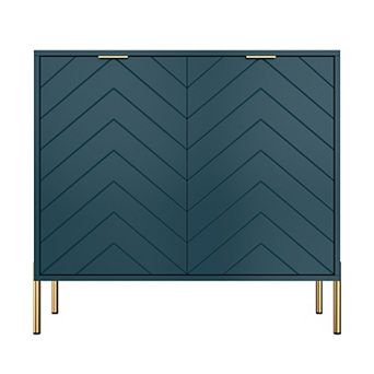 2-Door Accent Cabinet Storage Cabinet with Adjustable Shelf Modern Sideboard with Gold Legs