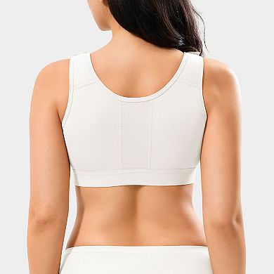 Nebility Women's Front Closure Wireless Compression Bra For Post-Surgery Recovery Cotton Blend
