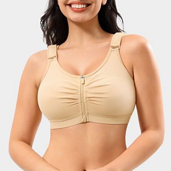 Nebility Women's Front Closure Wireless Compression Bra For Post-Surgery Recovery Cotton Blend