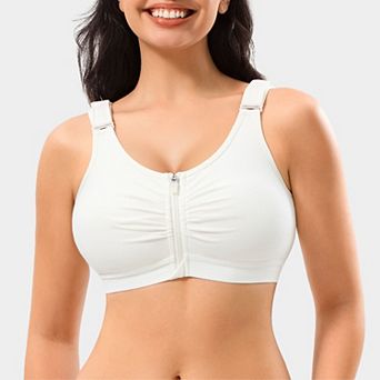 Nebility Women's Front Closure Wireless Compression Bra For Post-Surgery Recovery Cotton Blend