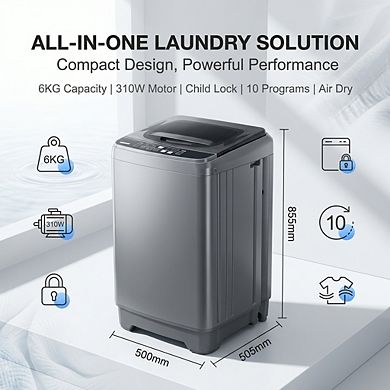 Loheer Full Automatic Top Load Washing Machine, Compact Laundry Washer with Air Dry