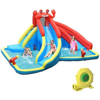 4 in 1 Toddler Slide And Swing Set Indoor Playground With Basketball Hoop