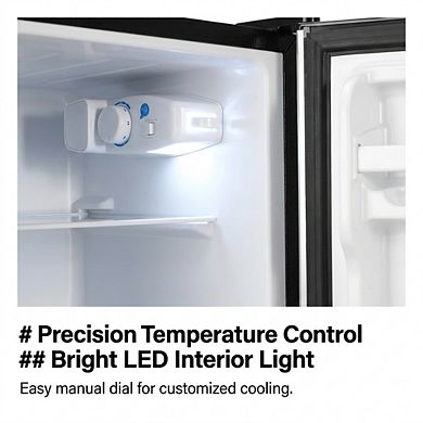Freestanding Compact Refrigerator - 90L Mini Fridge with Top Door Freezer and LED Light