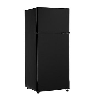 Freestanding Compact Refrigerator - 90L Mini Fridge with Top Door Freezer and LED Light