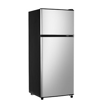 Freestanding Compact Refrigerator - 90L Mini Fridge with Top Door Freezer and LED Light