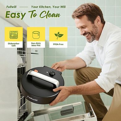 Fullwill 6-qt Electric Pressure Cooker - 12-in-1 Multi-Cooker with Non-Stick Ceramic Pot