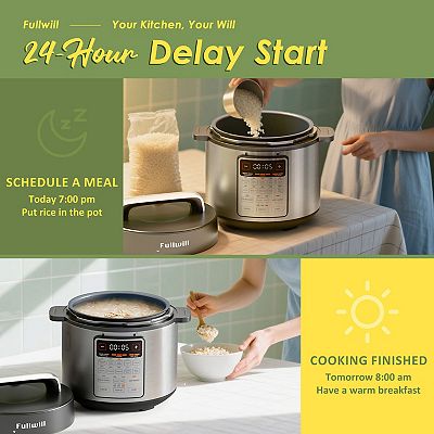 Fullwill 6-qt Electric Pressure Cooker - 12-in-1 Multi-Cooker with