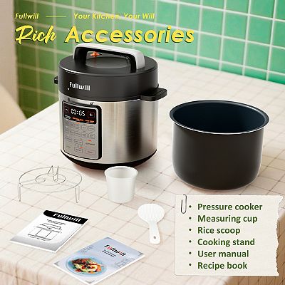 Fullwill 6-qt Electric Pressure Cooker - 12-in-1 Multi-Cooker with