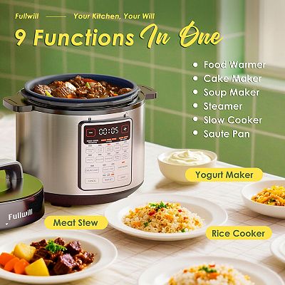 Fullwill 6-qt Electric Pressure Cooker - 12-in-1 Multi-Cooker with